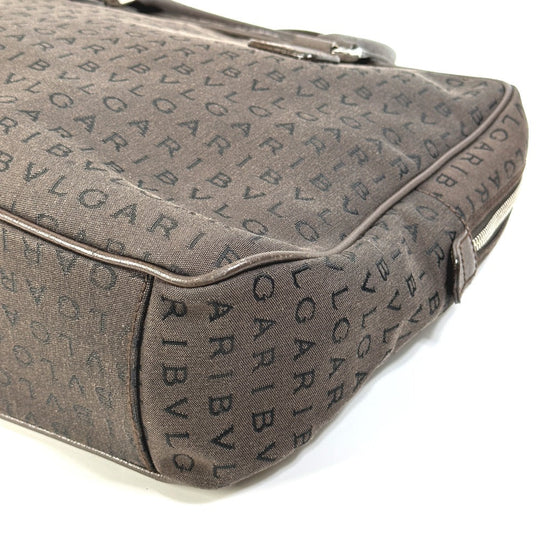 BVLGARI Business bag canvas Brown Handbag Logo mania mens Used Authentic