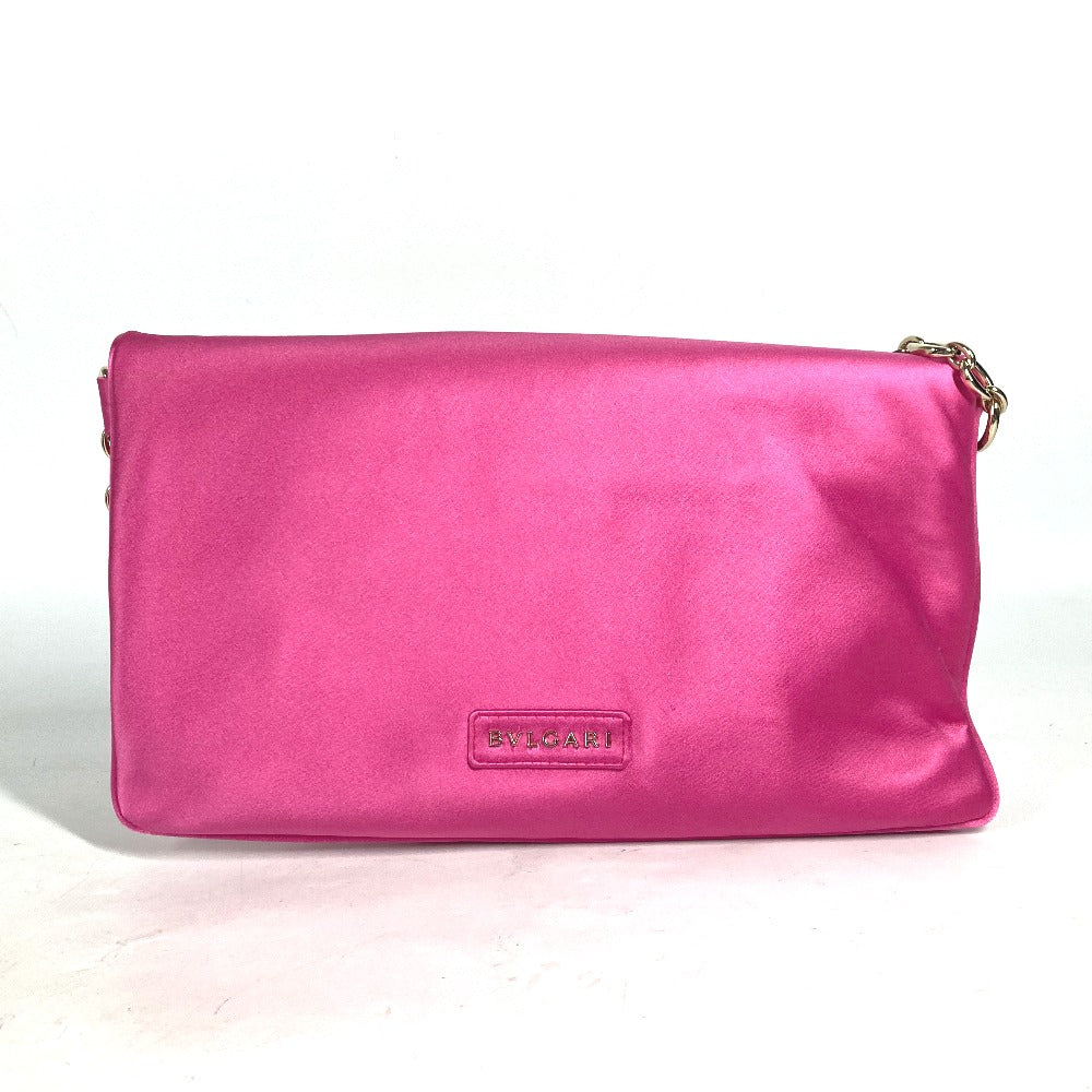 BVLGARI Shoulder Bag Satin pink 2WAY bag clutch bag Leoni Women Used Authentic