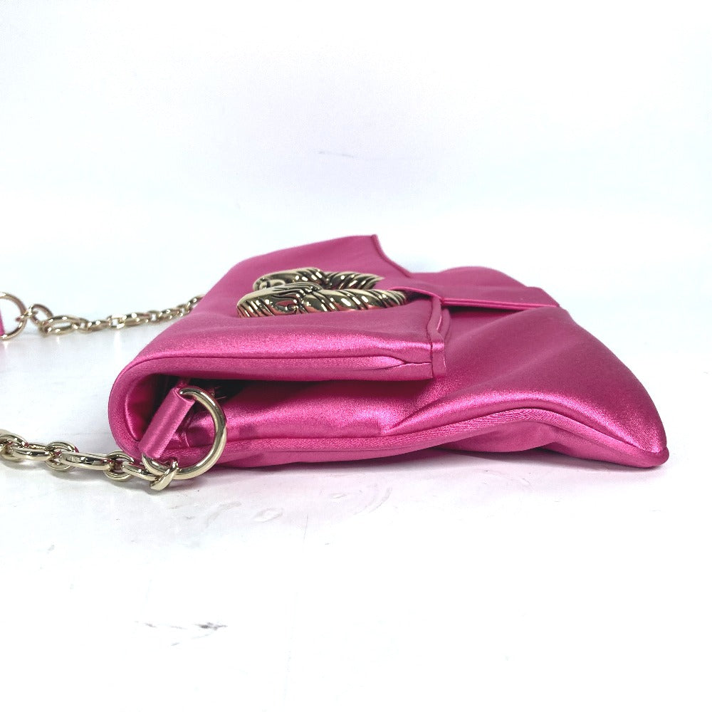 BVLGARI Shoulder Bag Satin pink 2WAY bag clutch bag Leoni Women Used Authentic