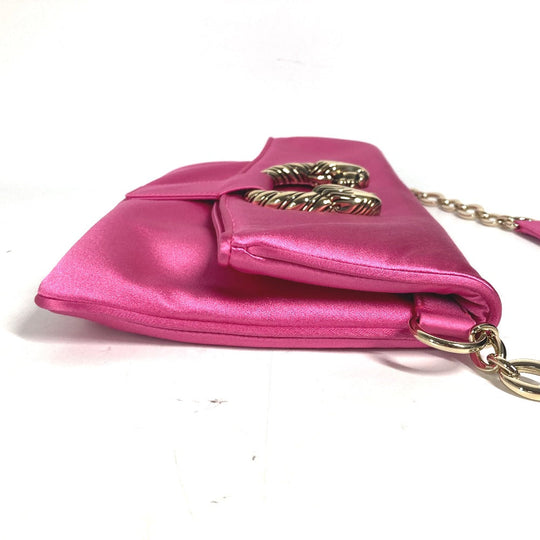 BVLGARI Shoulder Bag Satin pink 2WAY bag clutch bag Leoni Women Used Authentic