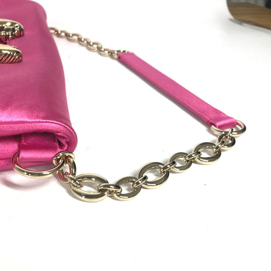 BVLGARI Shoulder Bag Satin pink 2WAY bag clutch bag Leoni Women Used Authentic