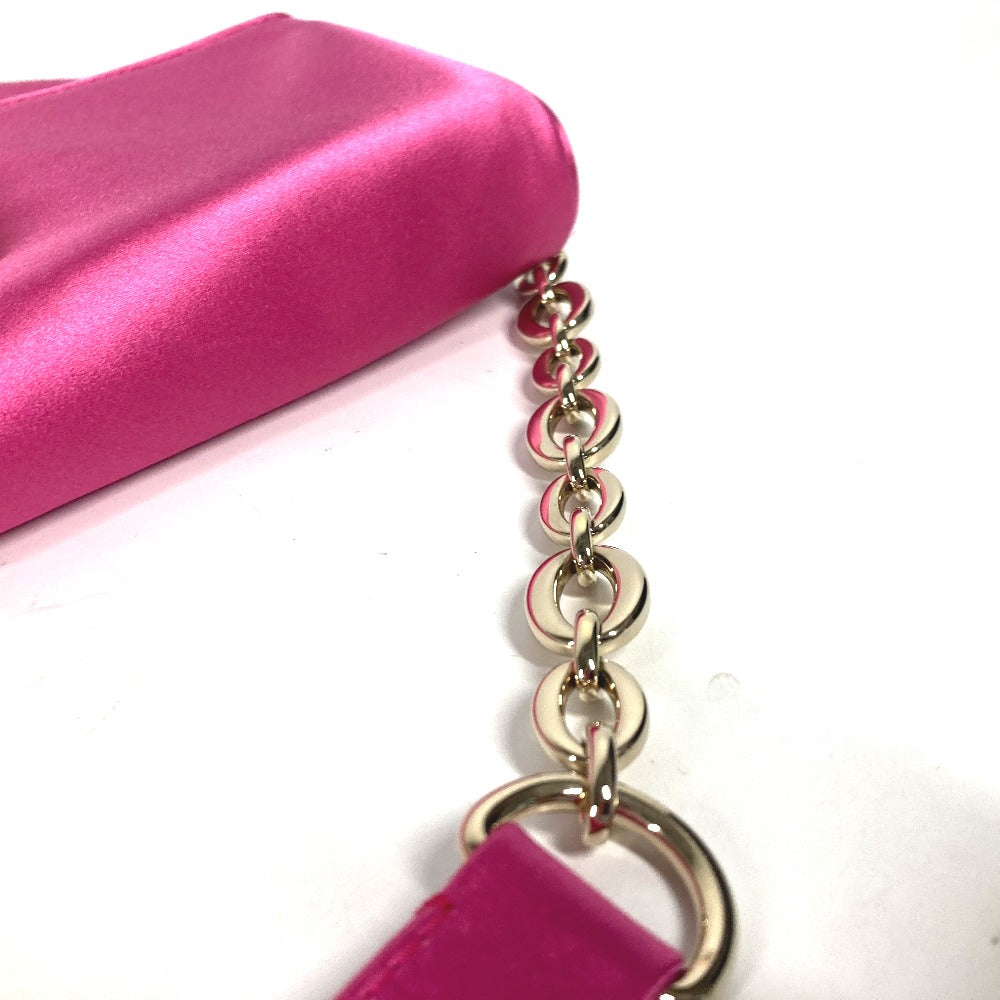 BVLGARI Shoulder Bag Satin pink 2WAY bag clutch bag Leoni Women Used Authentic