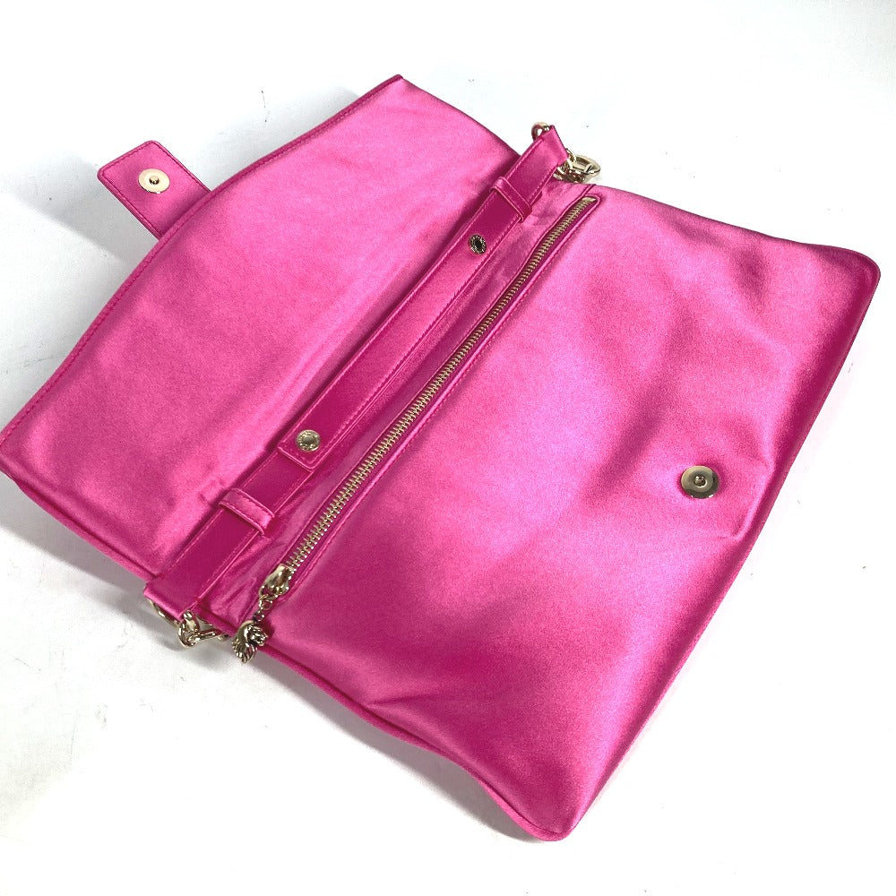 BVLGARI Shoulder Bag Satin pink 2WAY bag clutch bag Leoni Women Used Authentic
