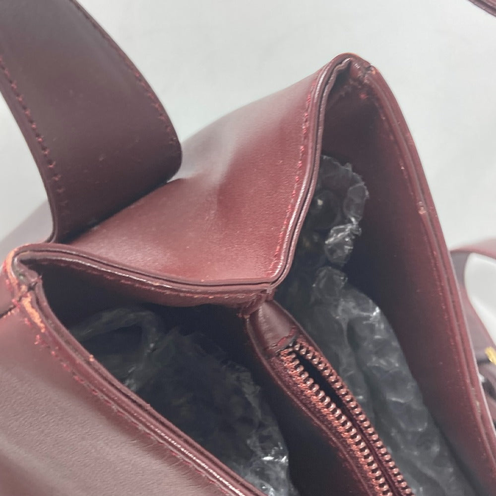 CARTIER Shoulder Bag leather wine-red Must Line Women Used Authentic