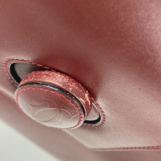 CARTIER Shoulder Bag leather wine-red Must Line Women Used Authentic