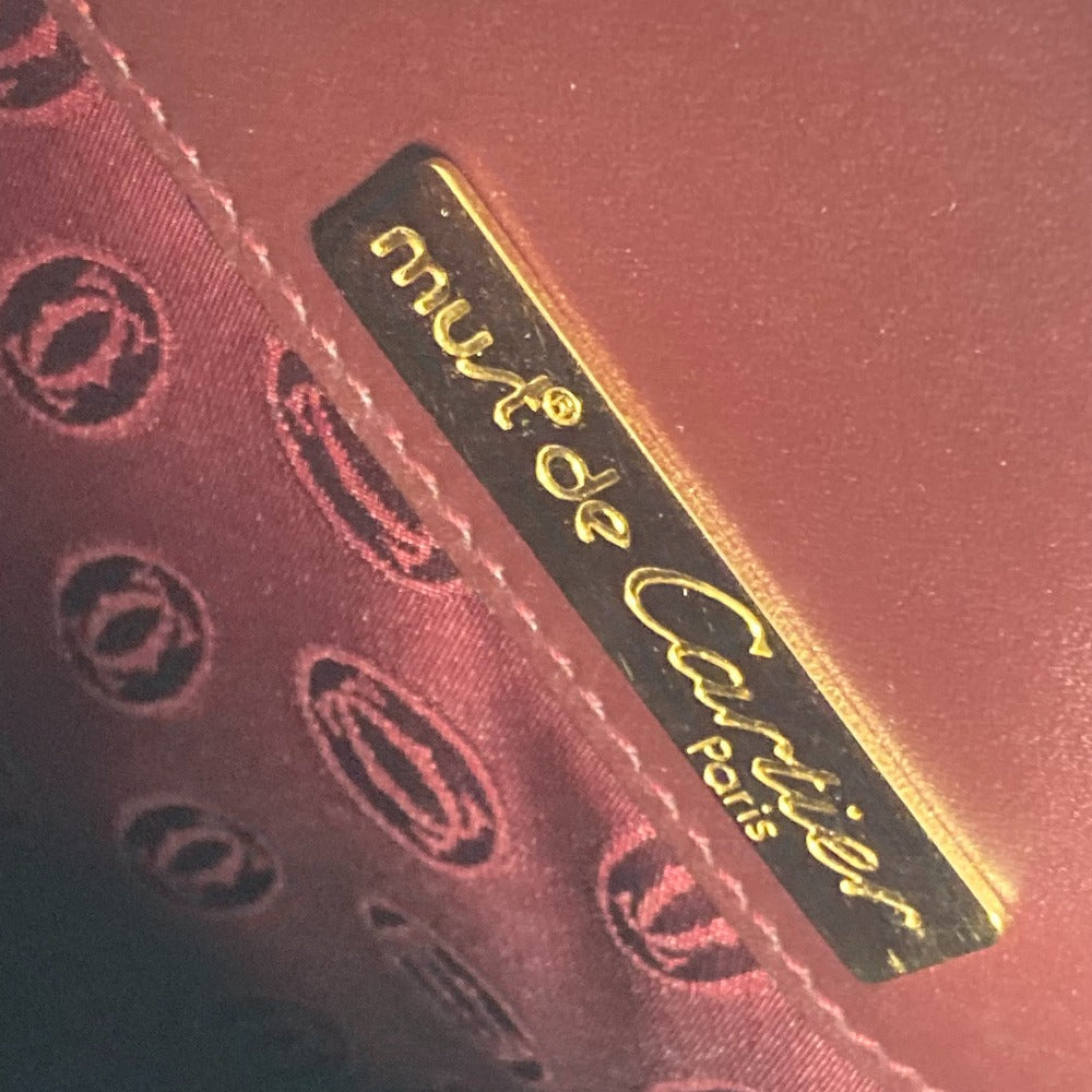 CARTIER Shoulder Bag leather wine-red Must Line Women Used Authentic
