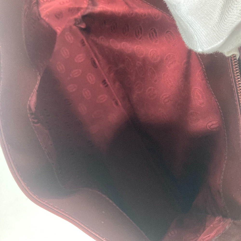 CARTIER Shoulder Bag leather wine-red Must Line Women Used Authentic