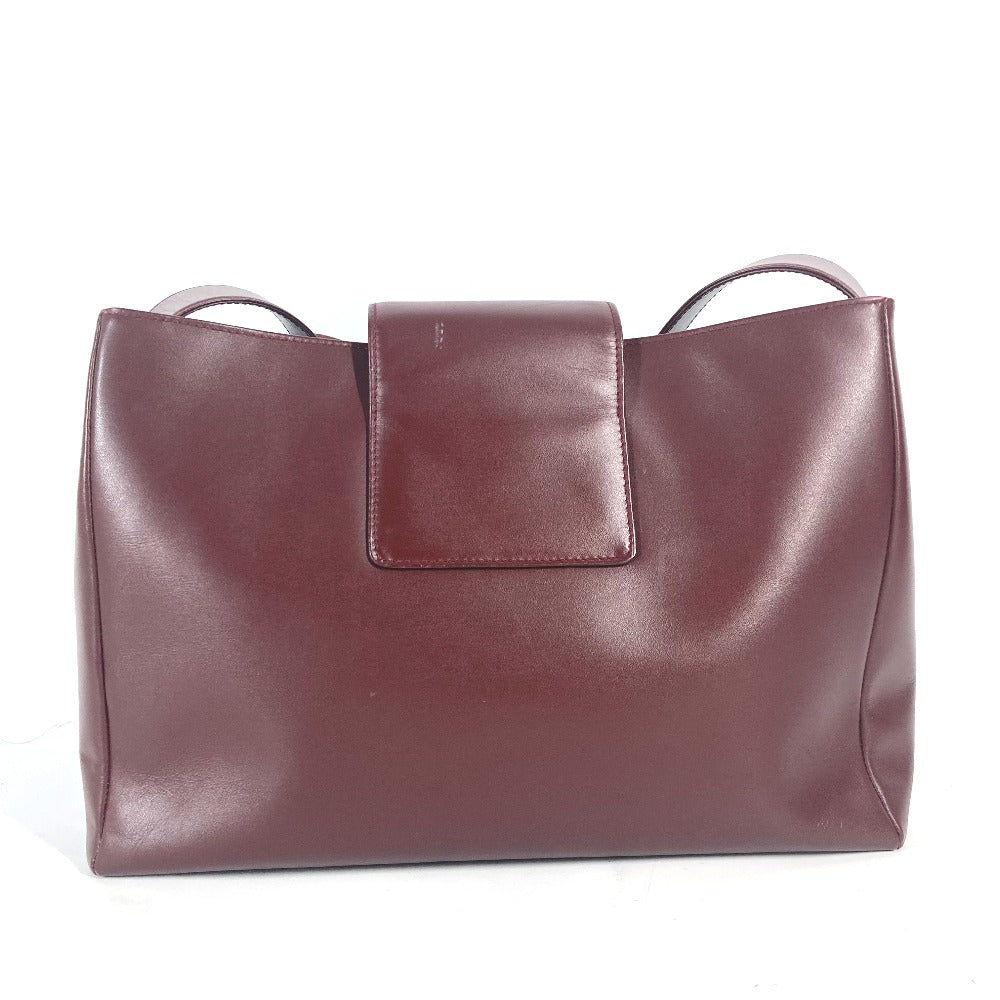 CARTIER Shoulder Bag leather wine-red Must Line Women Used Authentic
