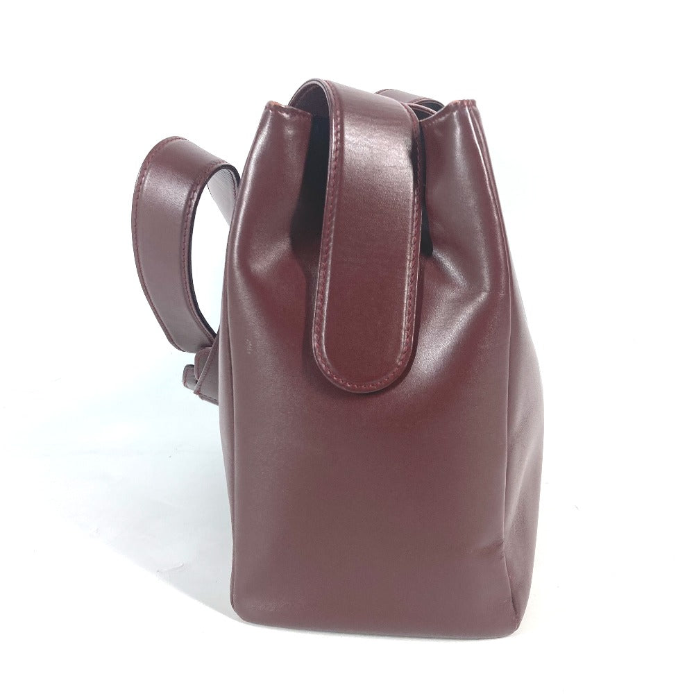 CARTIER Shoulder Bag leather wine-red Must Line Women Used Authentic