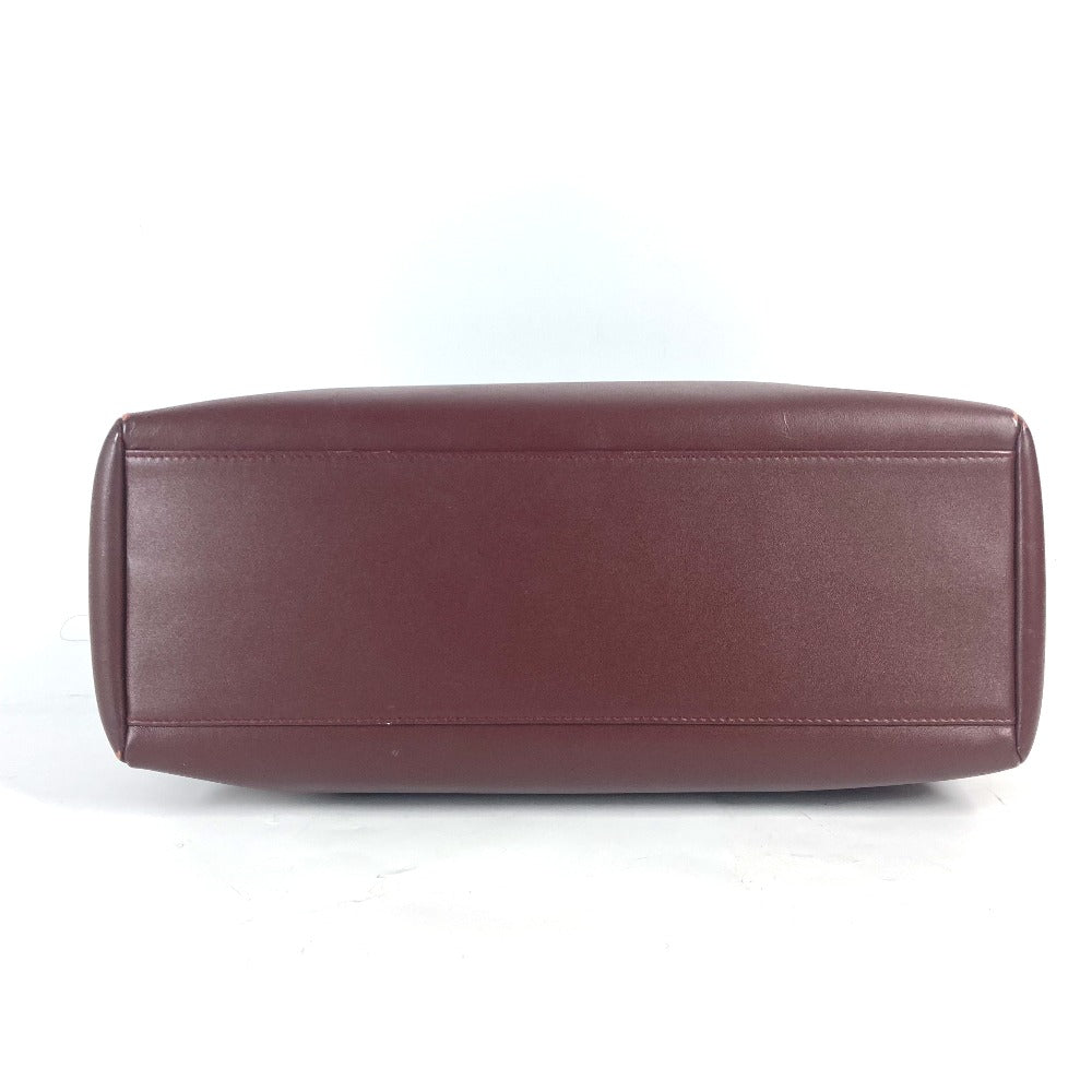 CARTIER Shoulder Bag leather wine-red Must Line Women Used Authentic