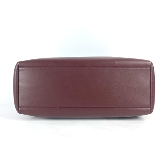 CARTIER Shoulder Bag leather wine-red Must Line Women Used Authentic