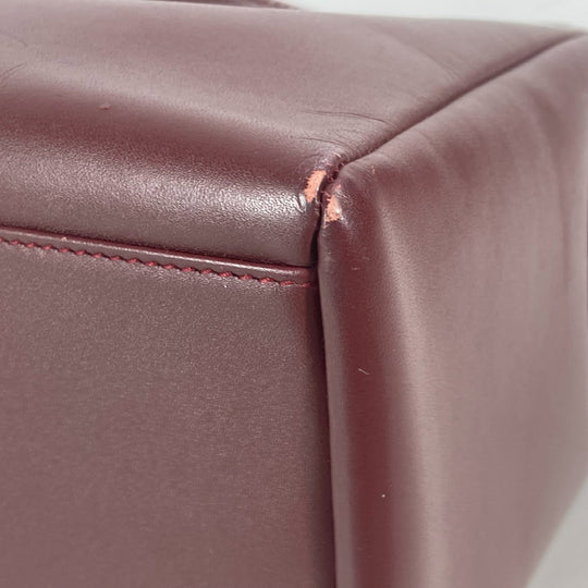 CARTIER Shoulder Bag leather wine-red Must Line Women Used Authentic