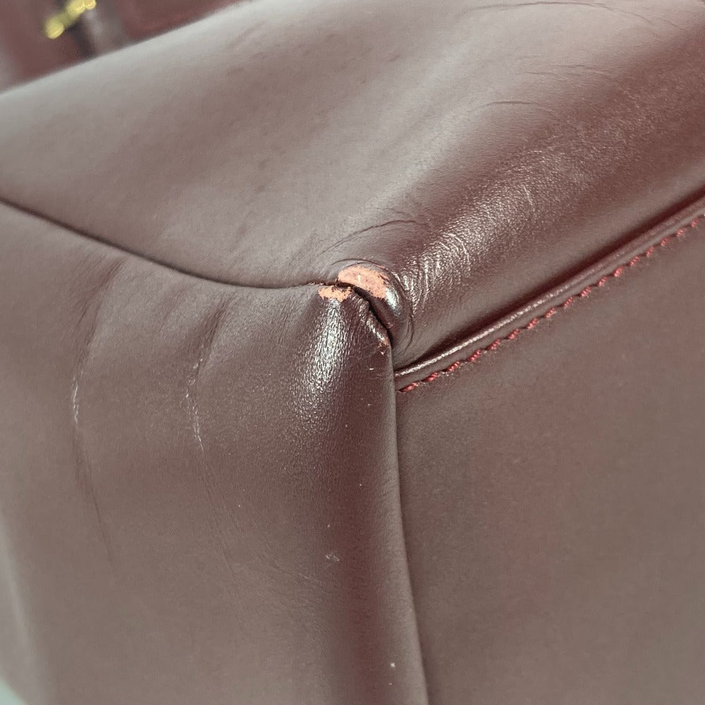 CARTIER Shoulder Bag leather wine-red Must Line Women Used Authentic