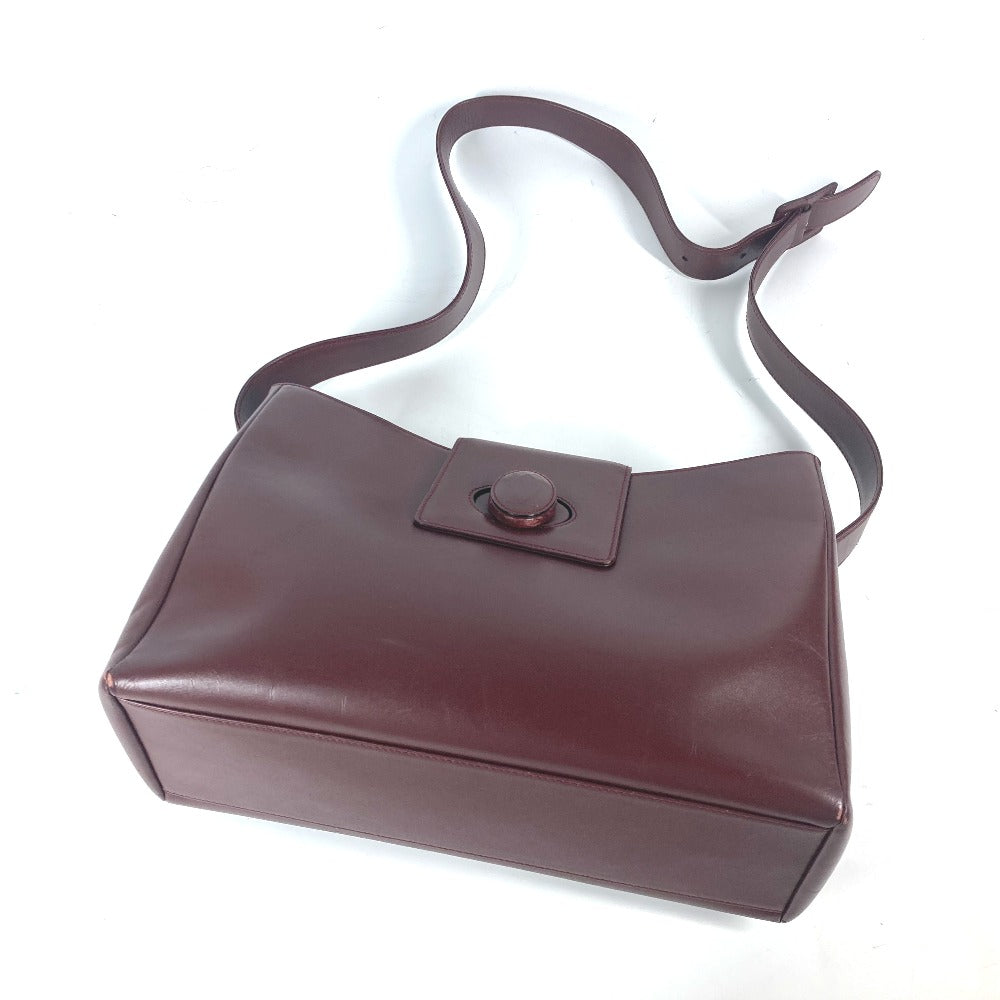 CARTIER Shoulder Bag leather wine-red Must Line Women Used Authentic