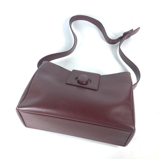 CARTIER Shoulder Bag leather wine-red Must Line Women Used Authentic