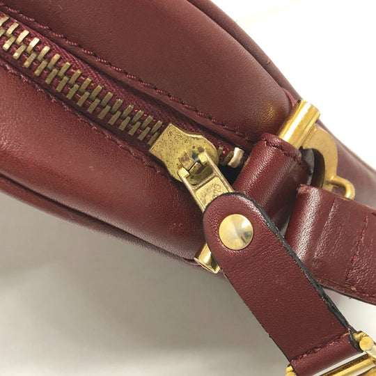 CARTIER Shoulder Bag leather wine-red Must Line Women Used Authentic