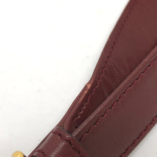 CARTIER Shoulder Bag leather wine-red Must Line Women Used Authentic