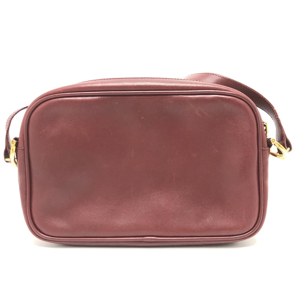 CARTIER Shoulder Bag leather wine-red Must Line Women Used Authentic