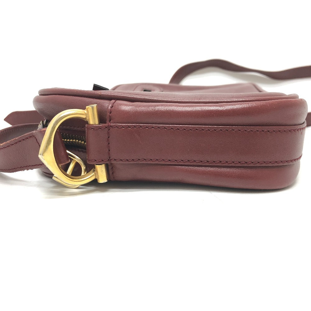 CARTIER Shoulder Bag leather wine-red Must Line Women Used Authentic