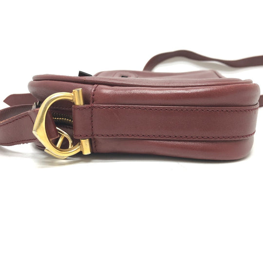 CARTIER Shoulder Bag leather wine-red Must Line Women Used Authentic