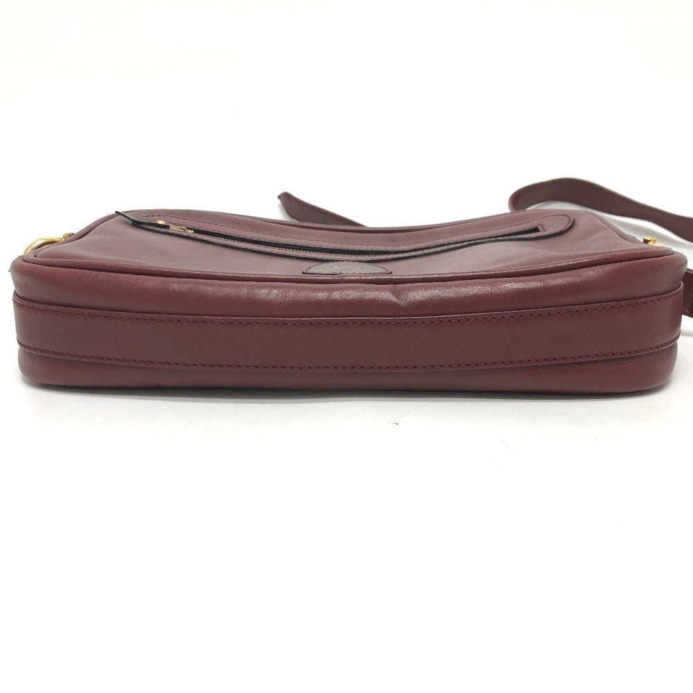 CARTIER Shoulder Bag leather wine-red Must Line Women Used Authentic