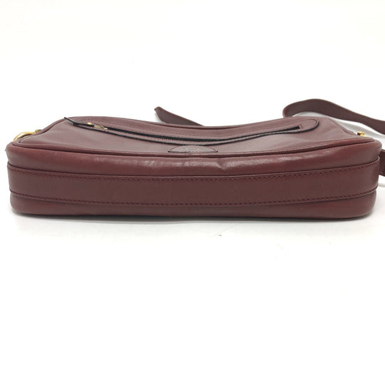 CARTIER Shoulder Bag leather wine-red Must Line Women Used Authentic