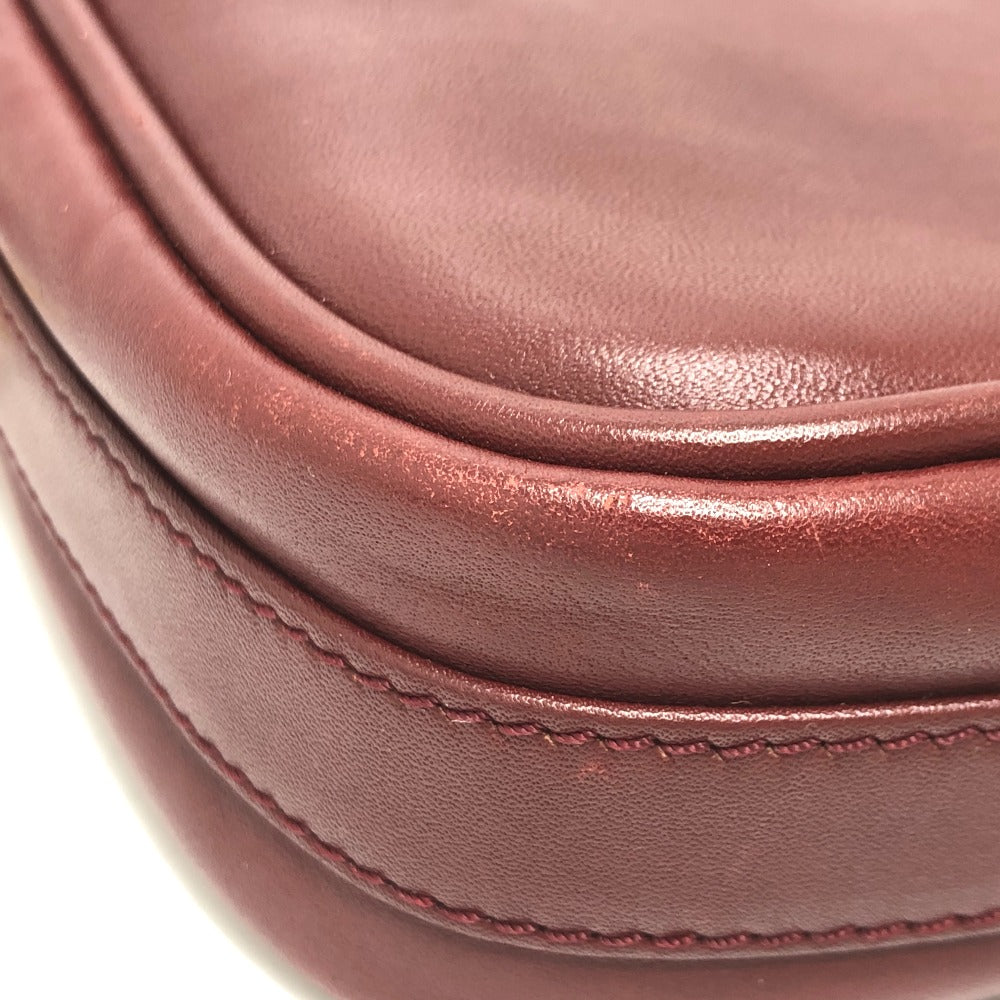 CARTIER Shoulder Bag leather wine-red Must Line Women Used Authentic