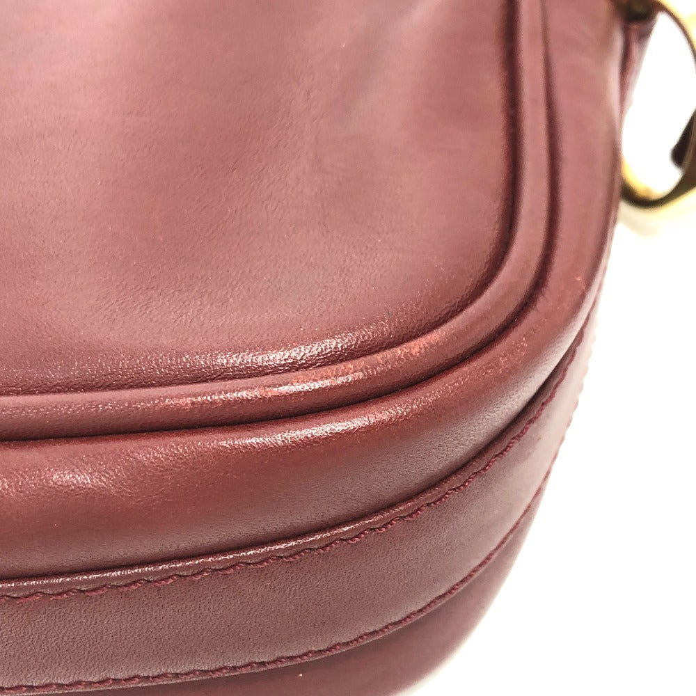 CARTIER Shoulder Bag leather wine-red Must Line Women Used Authentic