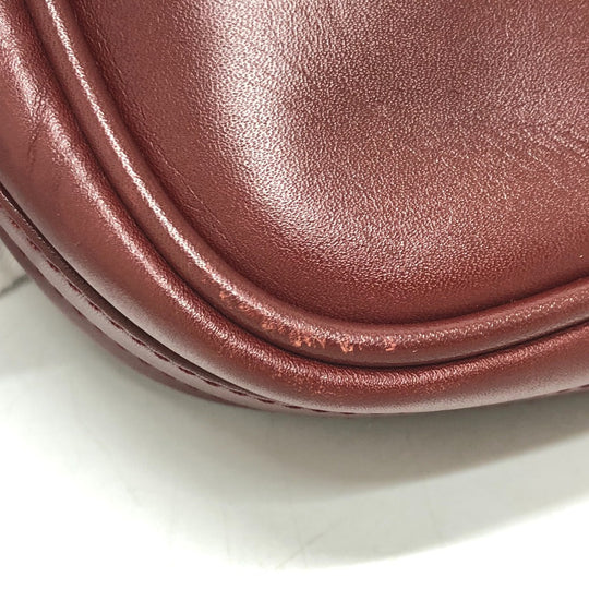 CARTIER Shoulder Bag leather wine-red Must Line Women Used Authentic