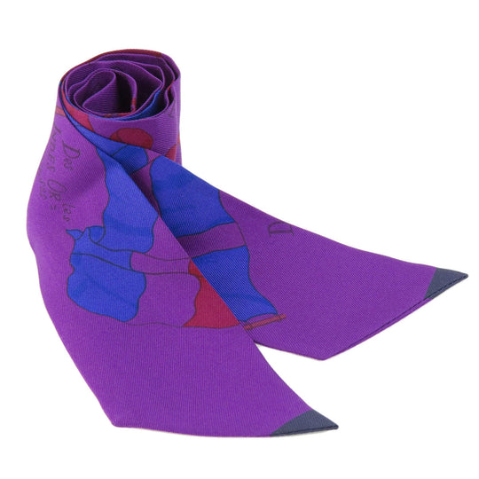 HERMES scarf silk purple Twilly Women Used Authentic