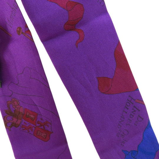 HERMES scarf silk purple Twilly Women Used Authentic