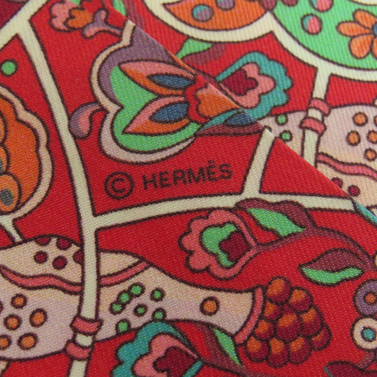 HERMES scarf silk Red Twilly Women Used Authentic