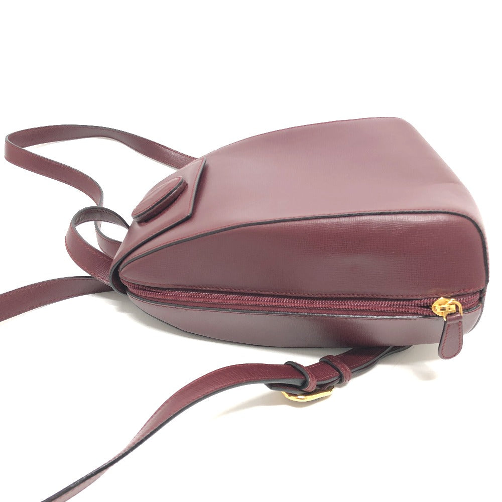 CARTIER Backpack leather wine-red Must Line Women Used Authentic