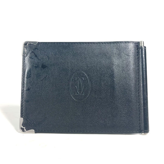 CARTIER Money clip L3000646 leather black Must Line logo Caposhon mens Used Authentic