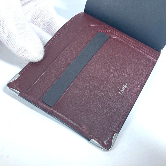 CARTIER Money clip L3000646 leather black Must Line logo Caposhon mens Used Authentic