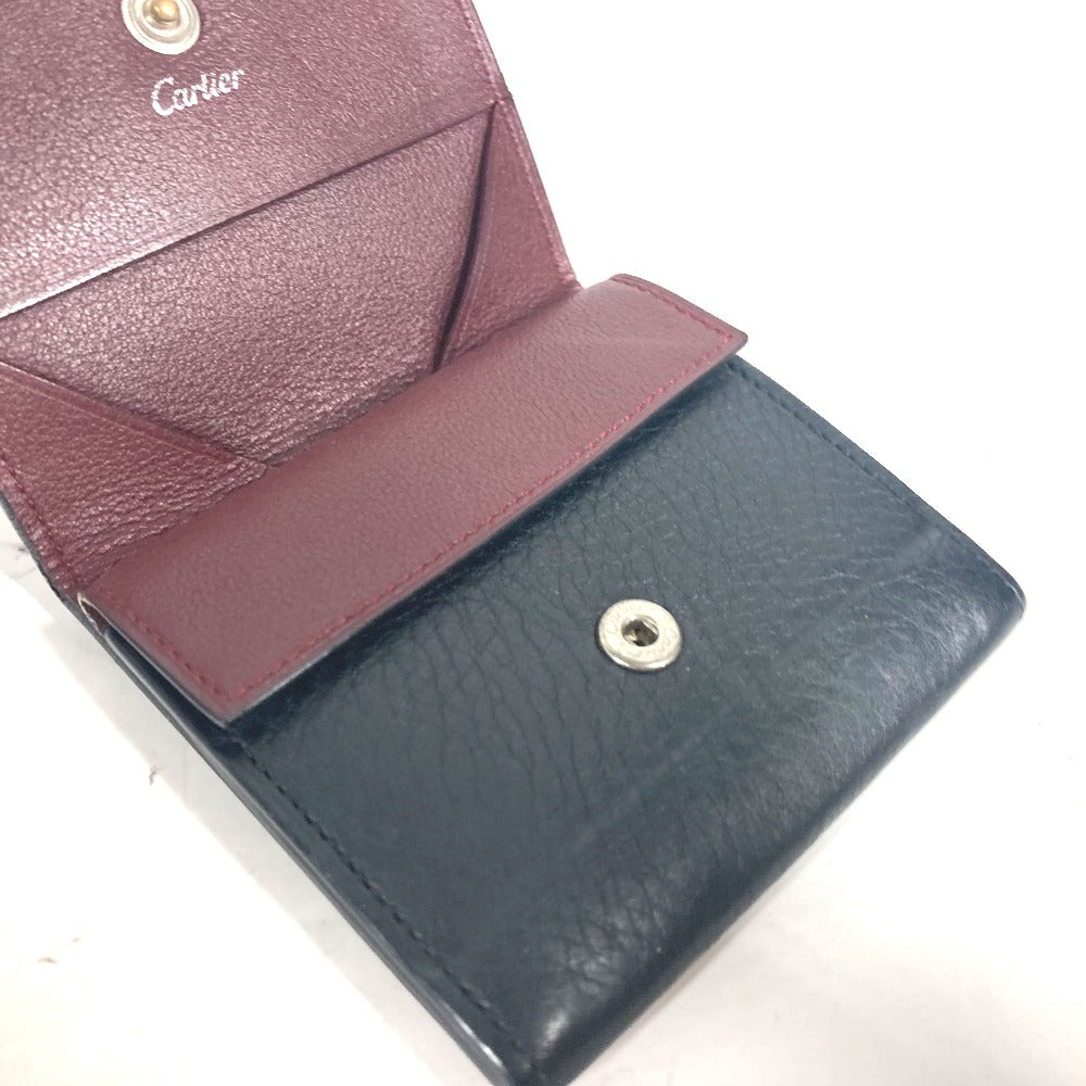 CARTIER Coin case leather black Must Line logo mens(Unisex) Used Authentic