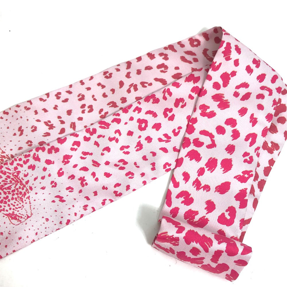 CARTIER scarf silk pink Novelty not for sale leopard PANTHERE leopard print leopard Women Used Authentic