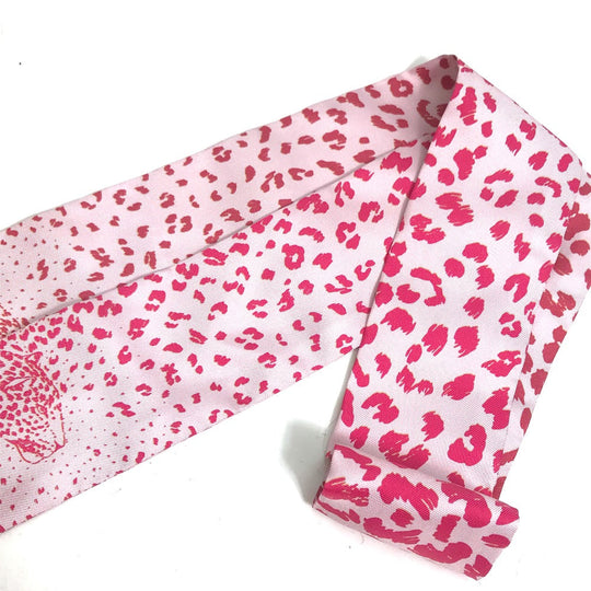 CARTIER scarf silk pink Novelty not for sale leopard PANTHERE leopard print leopard Women Used Authentic