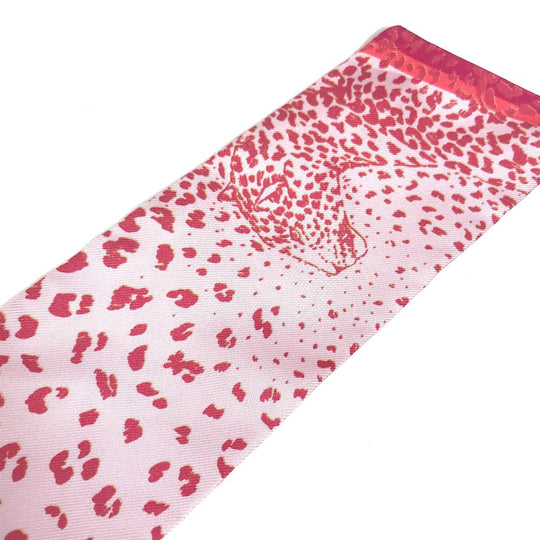 CARTIER scarf silk pink Novelty not for sale leopard PANTHERE leopard print leopard Women Used Authentic