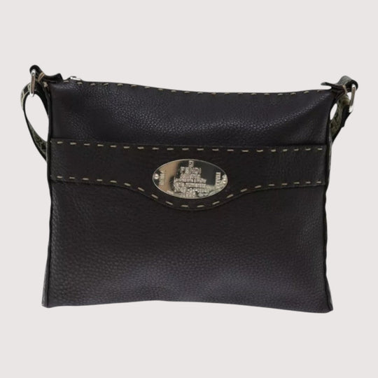 Fendi Selleria Vintage Shoulder Crossbody Bag Leather Brown Women Made in Italy