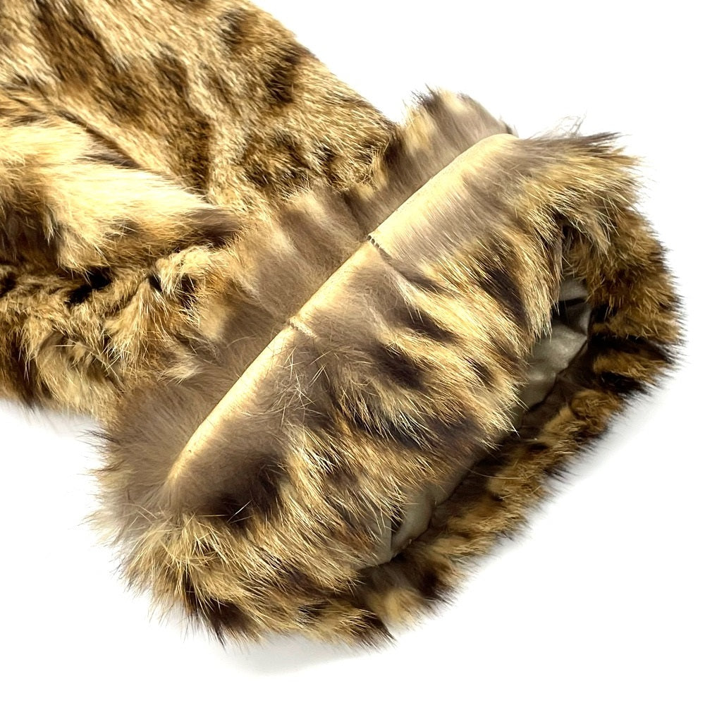EMBA coat fur gold Leopard Cat Half length Women 11 Used Authentic