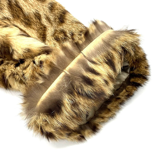 EMBA coat fur gold Leopard Cat Half length Women 11 Used Authentic