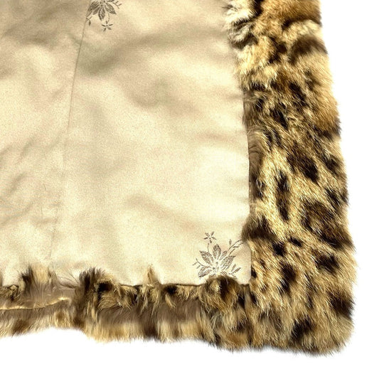 EMBA coat fur gold Leopard Cat Half length Women 11 Used Authentic