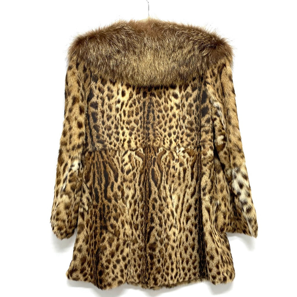 EMBA coat fur gold Leopard Cat Half length Women 11 Used Authentic