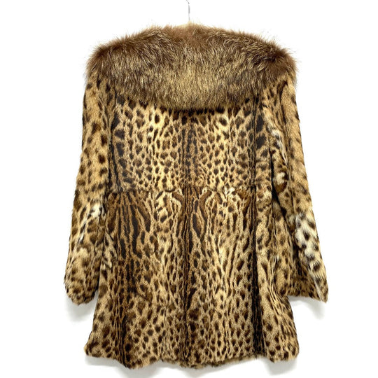 EMBA coat fur gold Leopard Cat Half length Women 11 Used Authentic