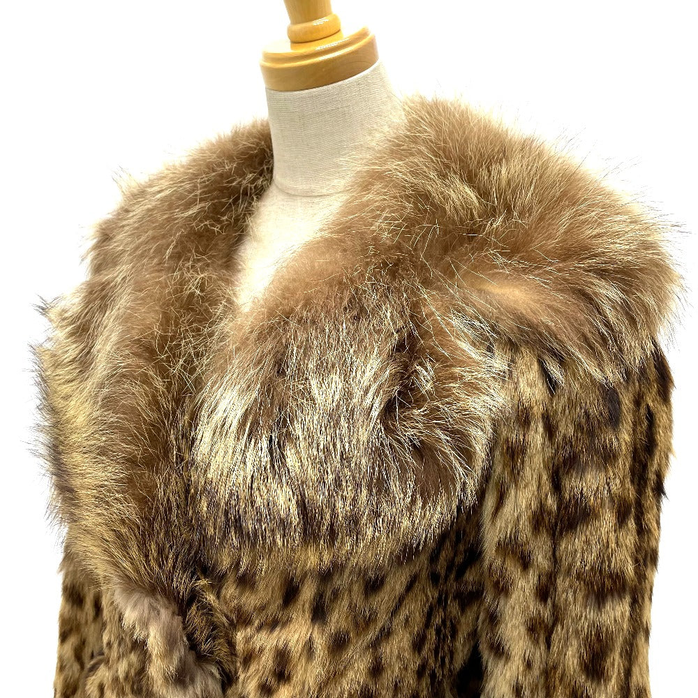 EMBA coat fur gold Leopard Cat Half length Women 11 Used Authentic