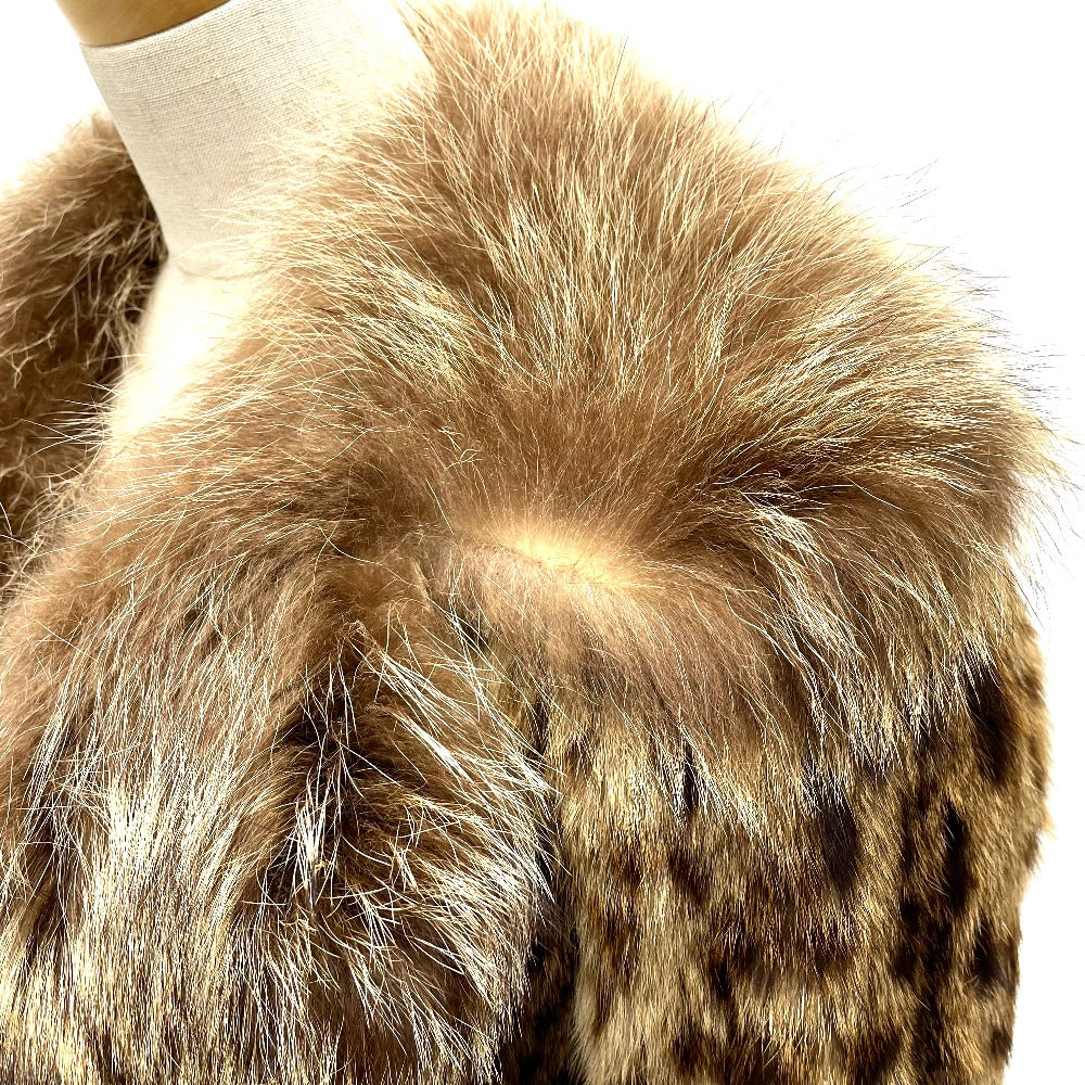 EMBA coat fur gold Leopard Cat Half length Women 11 Used Authentic
