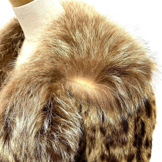 EMBA coat fur gold Leopard Cat Half length Women 11 Used Authentic