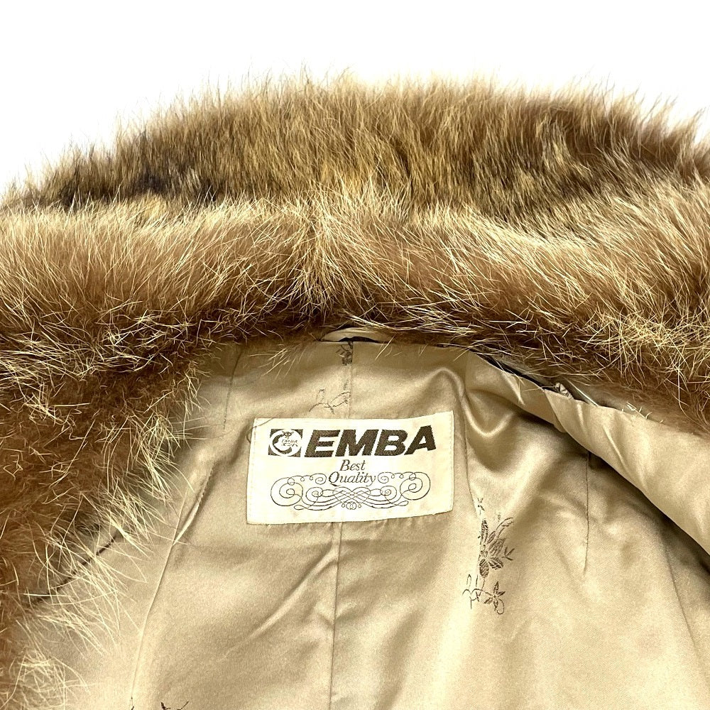EMBA coat fur gold Leopard Cat Half length Women 11 Used Authentic