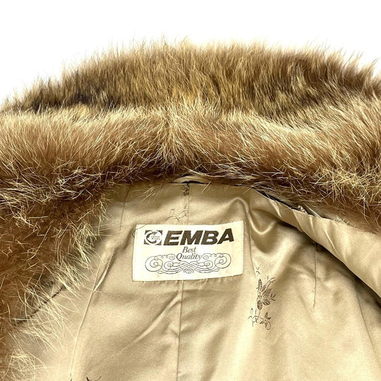EMBA coat fur gold Leopard Cat Half length Women 11 Used Authentic